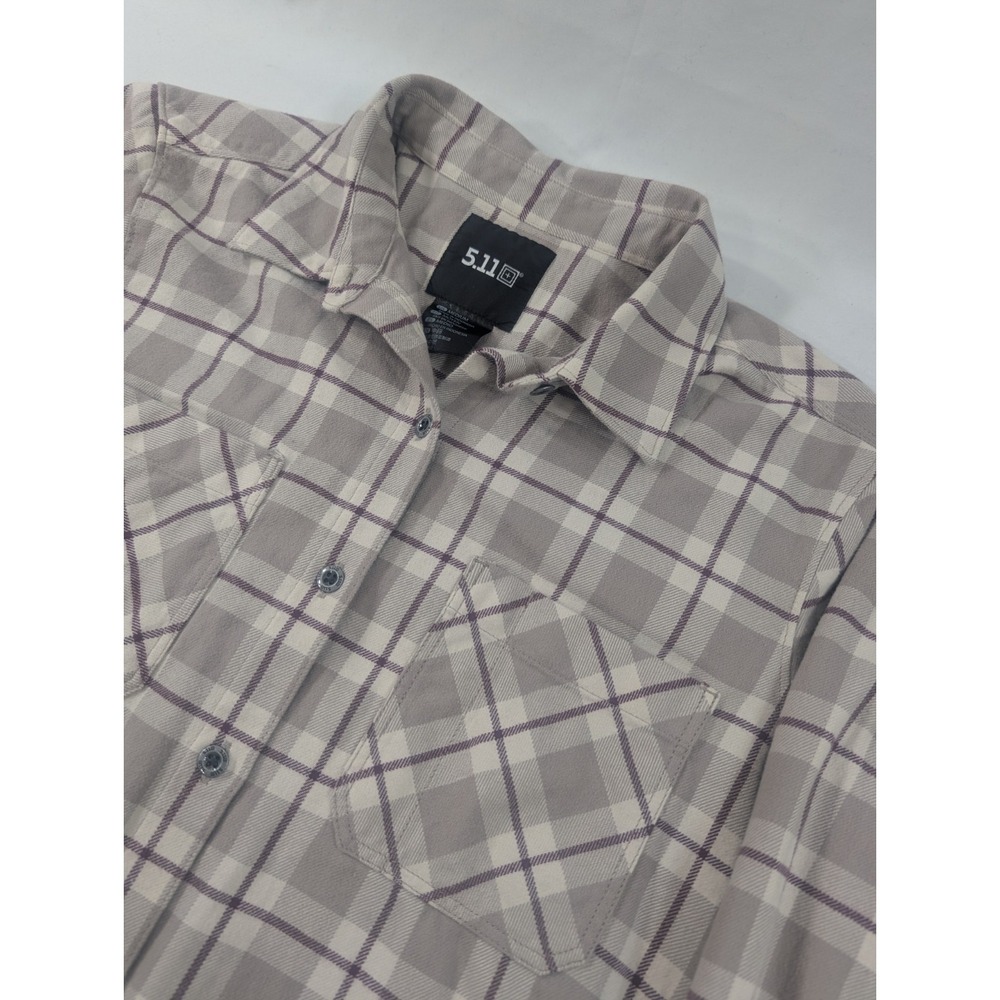 5.11 Tactical Womens Flannel Shirt Medium Plaid Long Sleeve Button‎ Down Biege